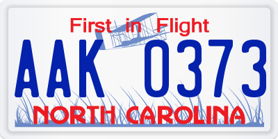 NC license plate AAK0373