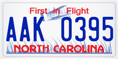 NC license plate AAK0395