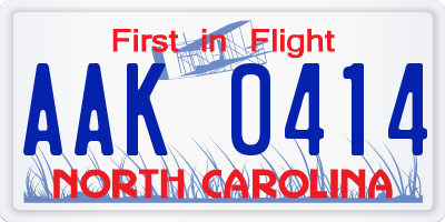 NC license plate AAK0414