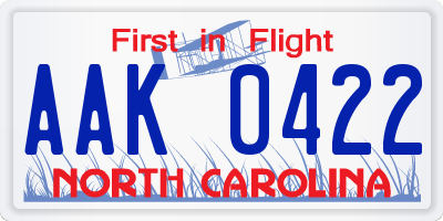 NC license plate AAK0422
