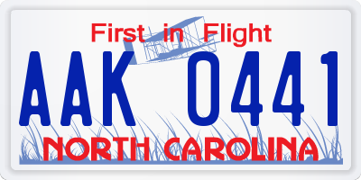NC license plate AAK0441