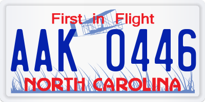 NC license plate AAK0446