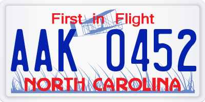 NC license plate AAK0452
