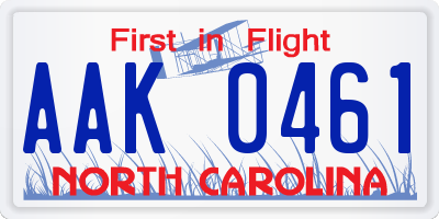 NC license plate AAK0461