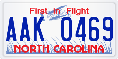 NC license plate AAK0469