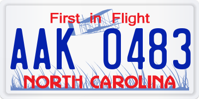 NC license plate AAK0483