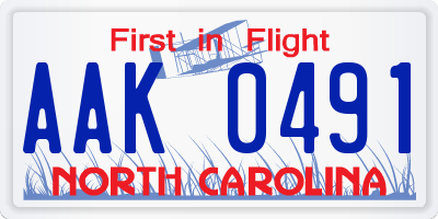 NC license plate AAK0491