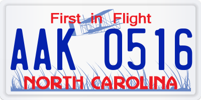 NC license plate AAK0516