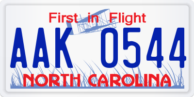 NC license plate AAK0544