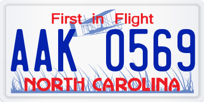 NC license plate AAK0569