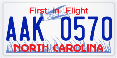 NC license plate AAK0570