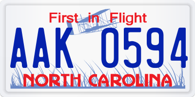 NC license plate AAK0594
