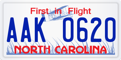 NC license plate AAK0620