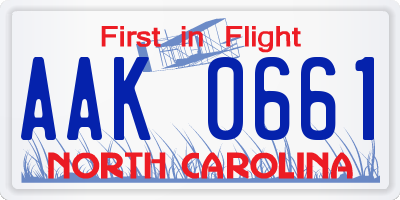 NC license plate AAK0661