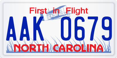 NC license plate AAK0679