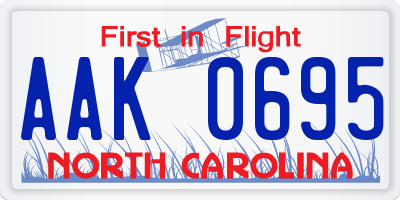 NC license plate AAK0695