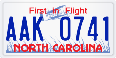 NC license plate AAK0741