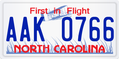 NC license plate AAK0766