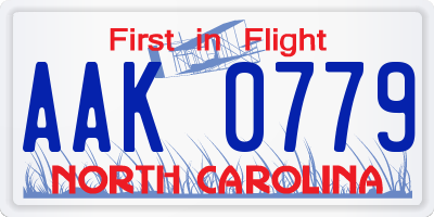 NC license plate AAK0779