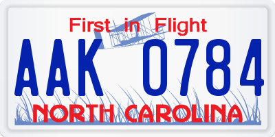 NC license plate AAK0784