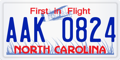 NC license plate AAK0824