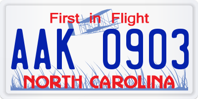 NC license plate AAK0903