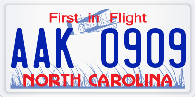 NC license plate AAK0909