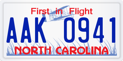 NC license plate AAK0941