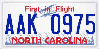 NC license plate AAK0975