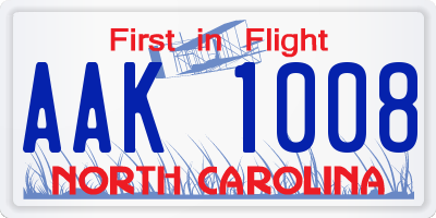 NC license plate AAK1008