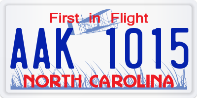 NC license plate AAK1015