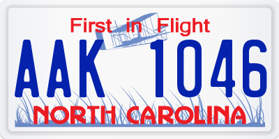 NC license plate AAK1046