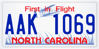NC license plate AAK1069