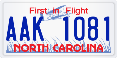 NC license plate AAK1081