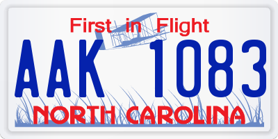 NC license plate AAK1083