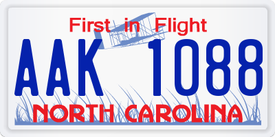 NC license plate AAK1088