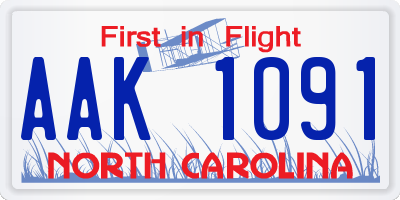 NC license plate AAK1091