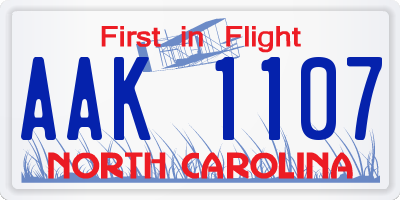 NC license plate AAK1107