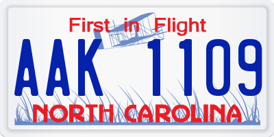 NC license plate AAK1109