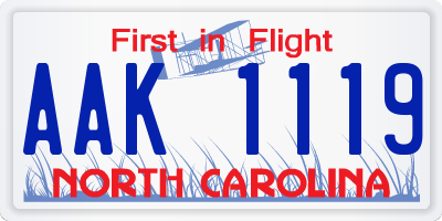 NC license plate AAK1119