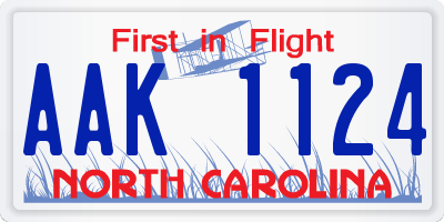 NC license plate AAK1124