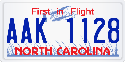 NC license plate AAK1128