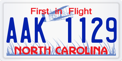 NC license plate AAK1129