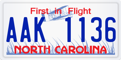 NC license plate AAK1136