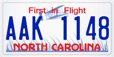 NC license plate AAK1148