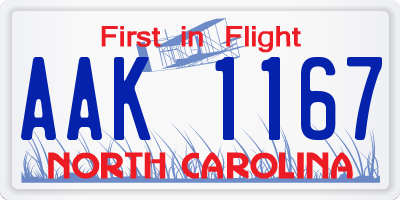 NC license plate AAK1167