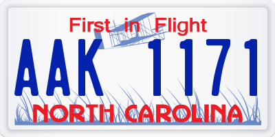 NC license plate AAK1171