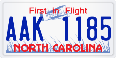 NC license plate AAK1185