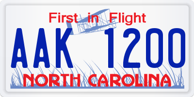 NC license plate AAK1200