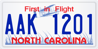 NC license plate AAK1201